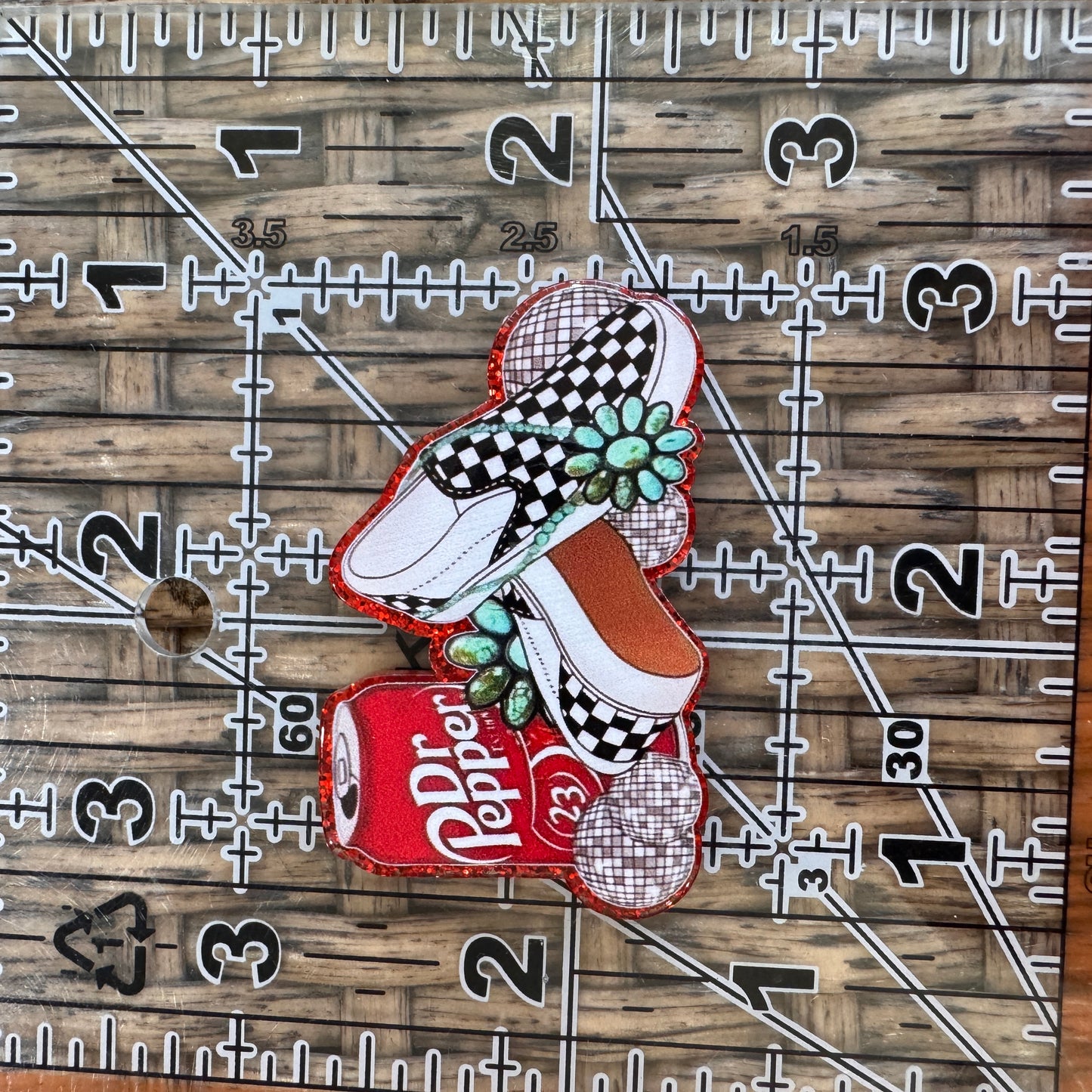 Dr Pepper Acrylic Flatback,  Planar, Cabochon, Single Pc.