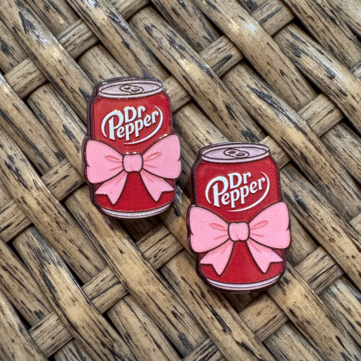 Dr Pepper Small Acrylic Focal Bead Set of Two  – Double-Sided Image Beadable Charms