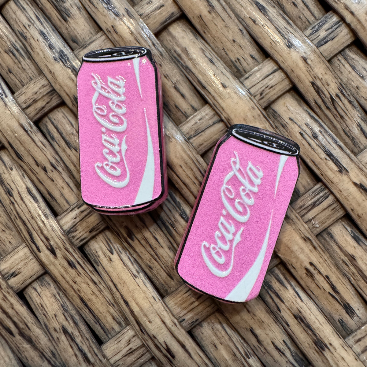 Small Acrylic Focal Bead Set of Two  – Double-Sided Image Beadable Charms Coke