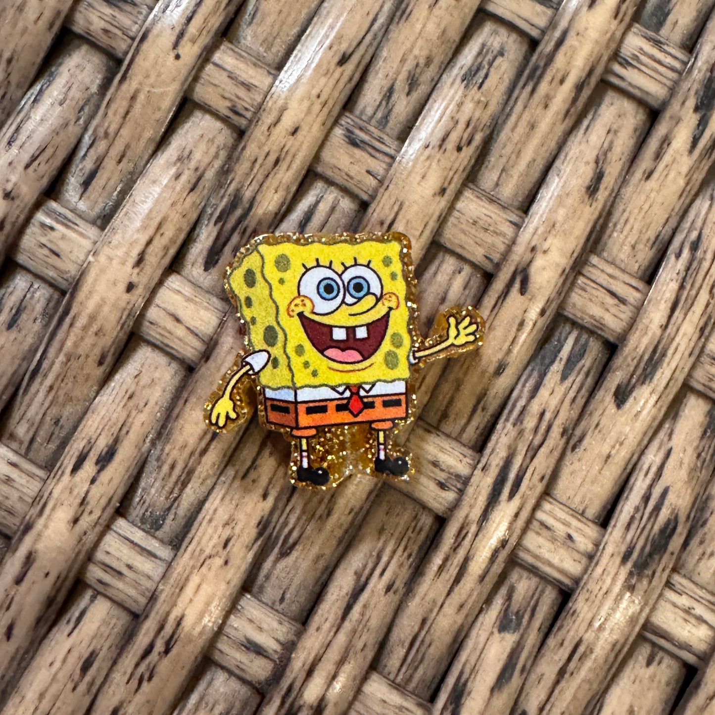 Small Acrylic Focal Bead Set of Two Sponge Bob – Double-Sided Image Charms for Beadable Pens, Badge Reels, Keychains, Jewelry, Junk Cases