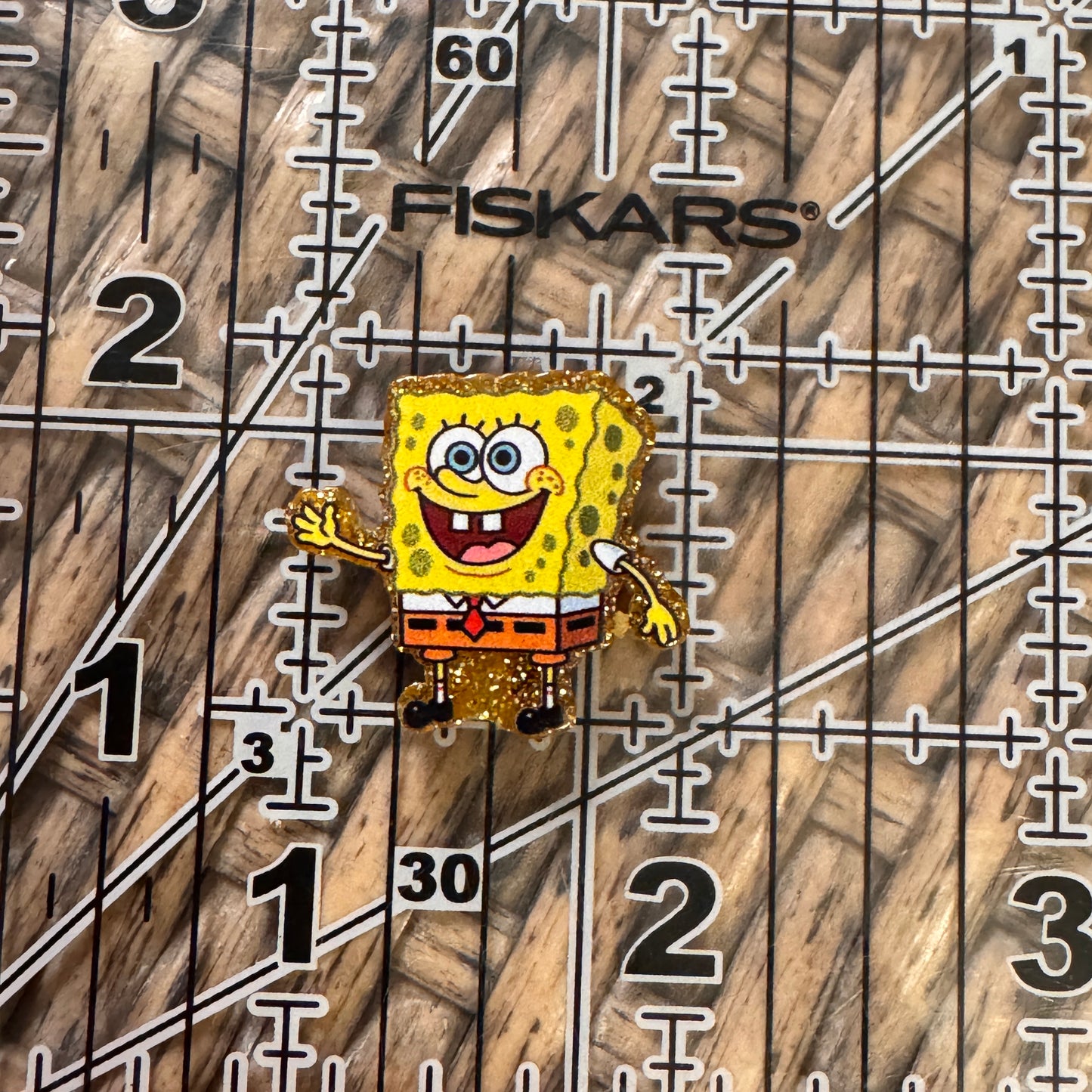Small Acrylic Focal Bead Set of Two Sponge Bob – Double-Sided Image Charms for Beadable Pens, Badge Reels, Keychains, Jewelry, Junk Cases