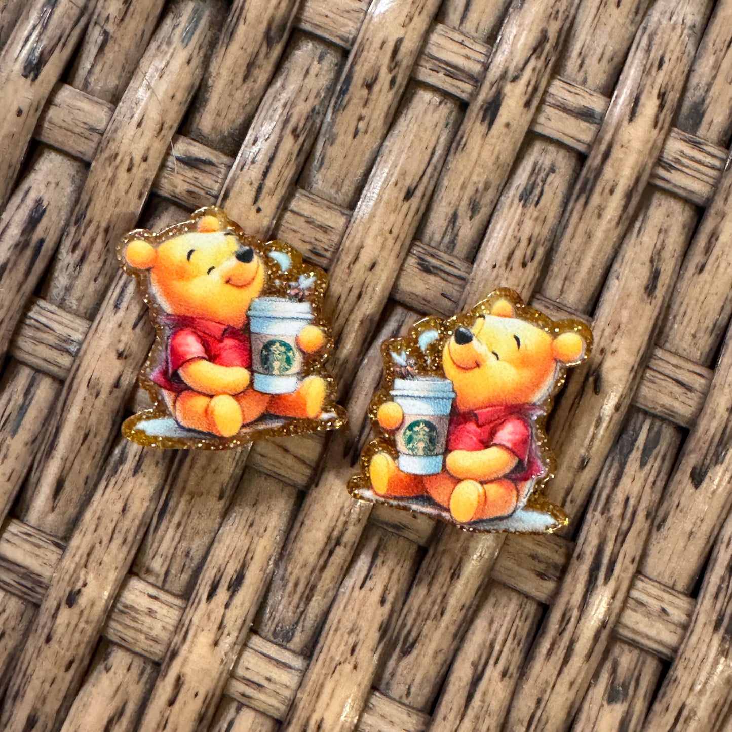 Small Acrylic Focal Bead Set of Two Starbucks Pooh– Double-Sided Image Charms for Beadable Pens, Badge Reels, Keychains, Jewelry, Junk Cases (Copy)