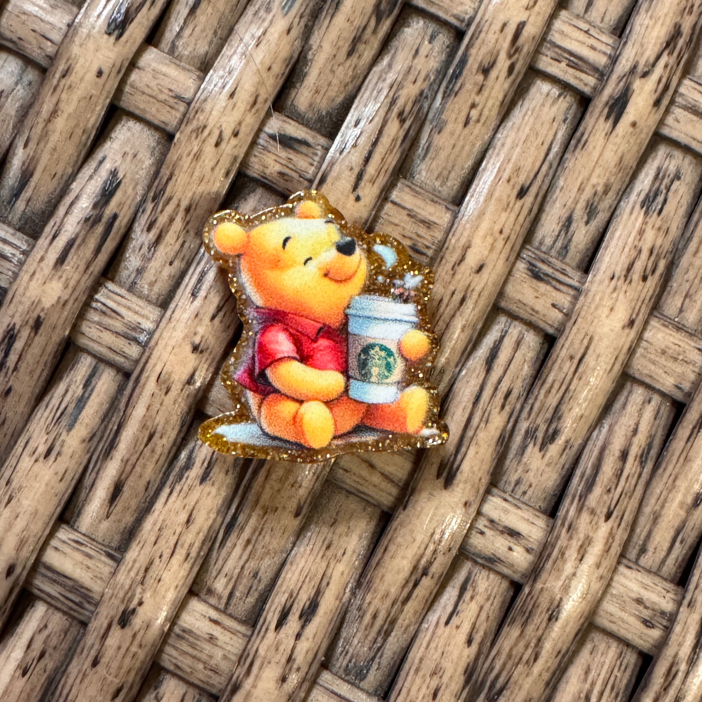 Small Acrylic Focal Bead Set of Two Starbucks Pooh– Double-Sided Image Charms for Beadable Pens, Badge Reels, Keychains, Jewelry, Junk Cases (Copy)