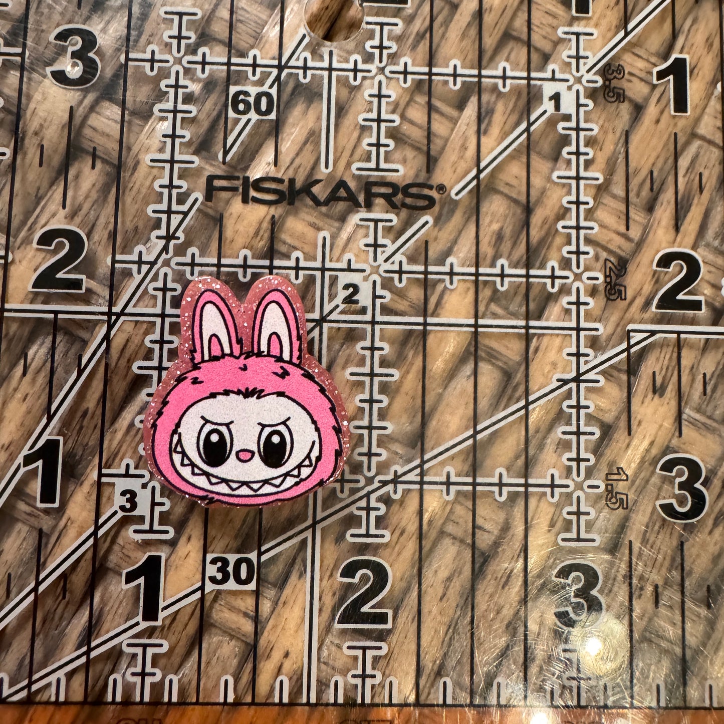 Small Acrylic Focal Bead Set of Two Pink Bubu Head– Double-Sided Image Charms for Beadable Pens, Badge Reels, Keychains, Jewelry, Junk Cases