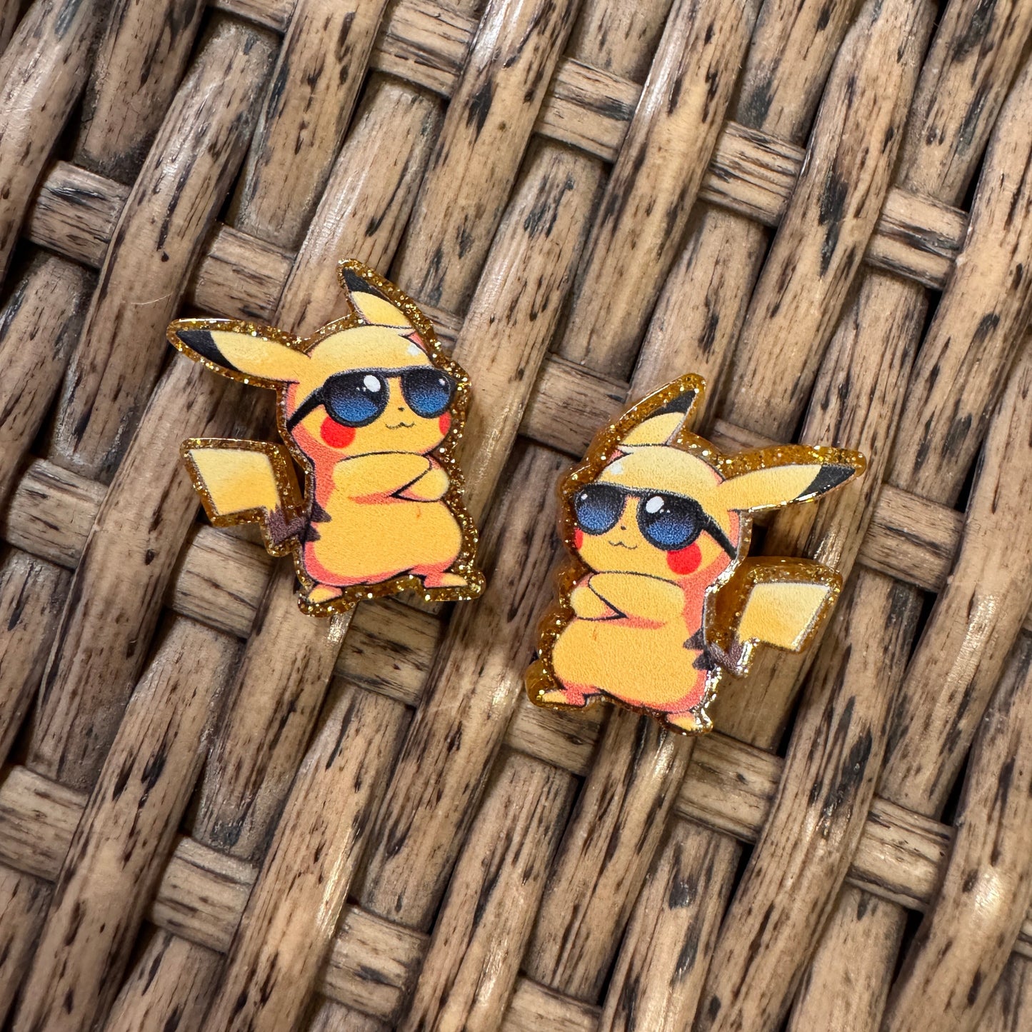 Small Acrylic Focal Bead Set of Two Pokemon– Double-Sided Image Charms for Beadable Pens, Badge Reels, Keychains, Jewelry, Junk Cases