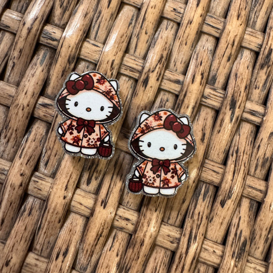 Small Acrylic Focal Bead Set of Two Hello Kitty – Double-Sided Image Charms for Beadable Pens, Badge Reels, Keychains, Jewelry, Junk Cases
