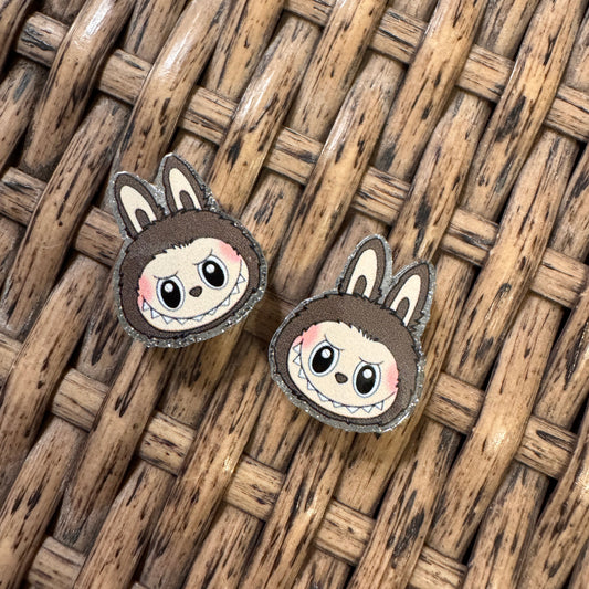 Small Acrylic Focal Bead Set of Two brown bubu head – Double-Sided Image Charms for Beadable Pens, Badge Reels, Keychains, Jewelry, Junk Cases