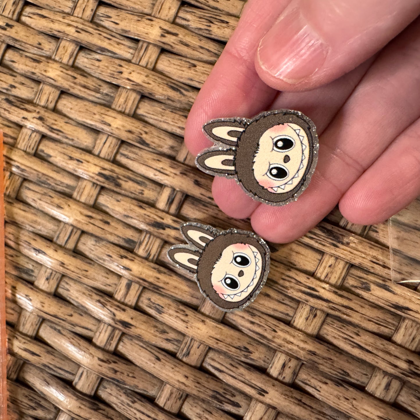 Small Acrylic Focal Bead Set of Two brown bubu head – Double-Sided Image Charms for Beadable Pens, Badge Reels, Keychains, Jewelry, Junk Cases