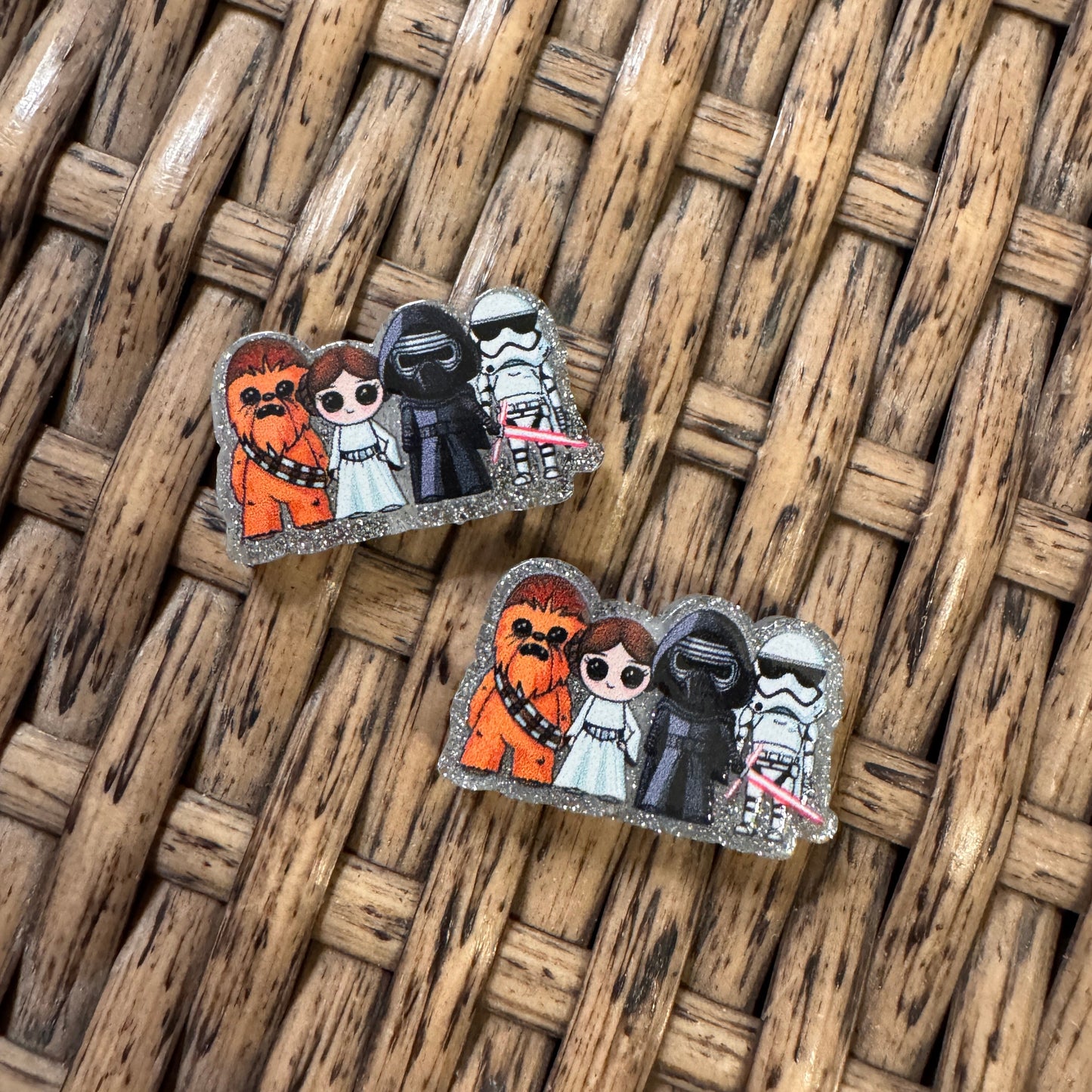 Small Acrylic Focal Bead Set of Two Starwars – Double-Sided Image Charms for Beadable Pens, Badge Reels, Keychains, Jewelry, Junk Cases