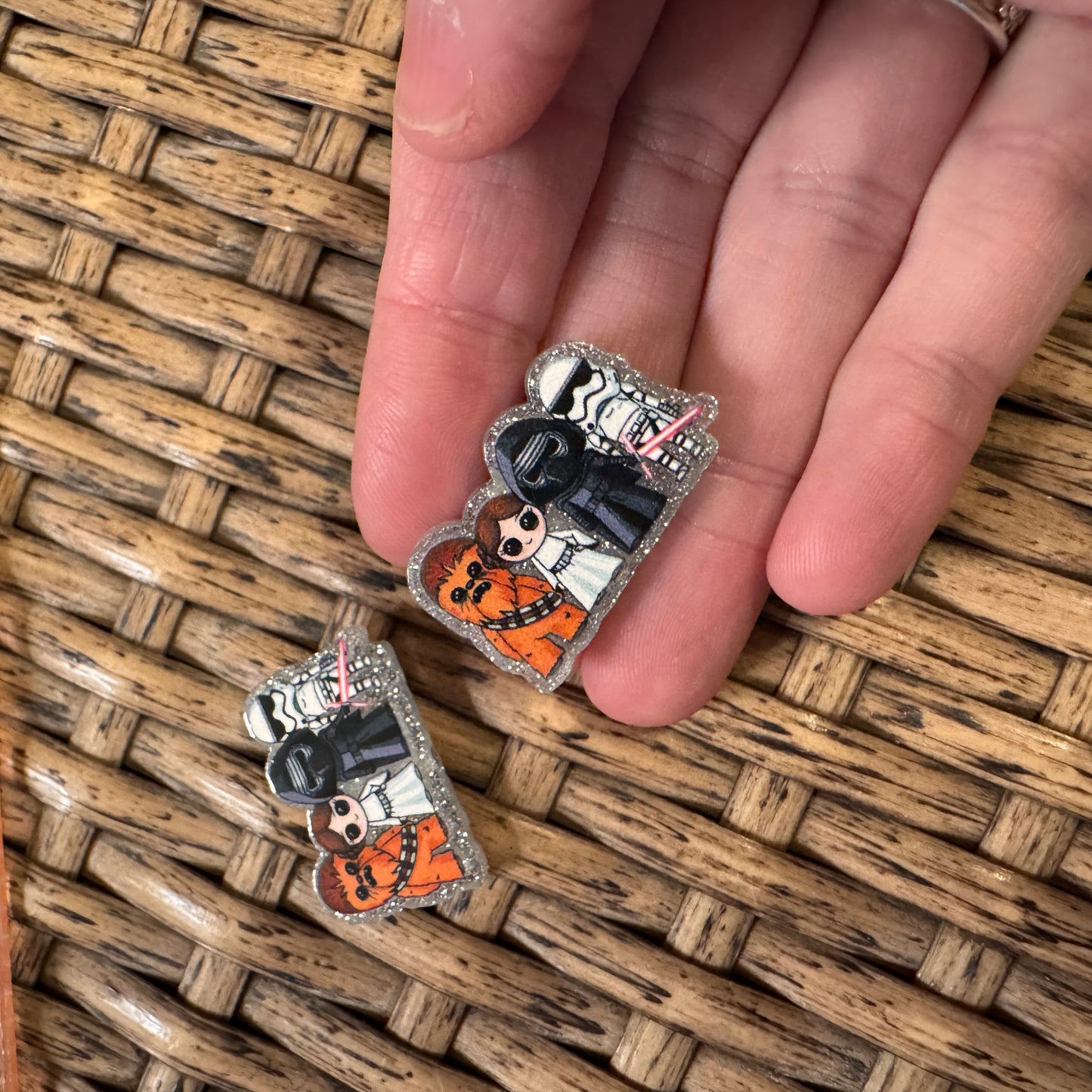 Small Acrylic Focal Bead Set of Two Starwars – Double-Sided Image Charms for Beadable Pens, Badge Reels, Keychains, Jewelry, Junk Cases