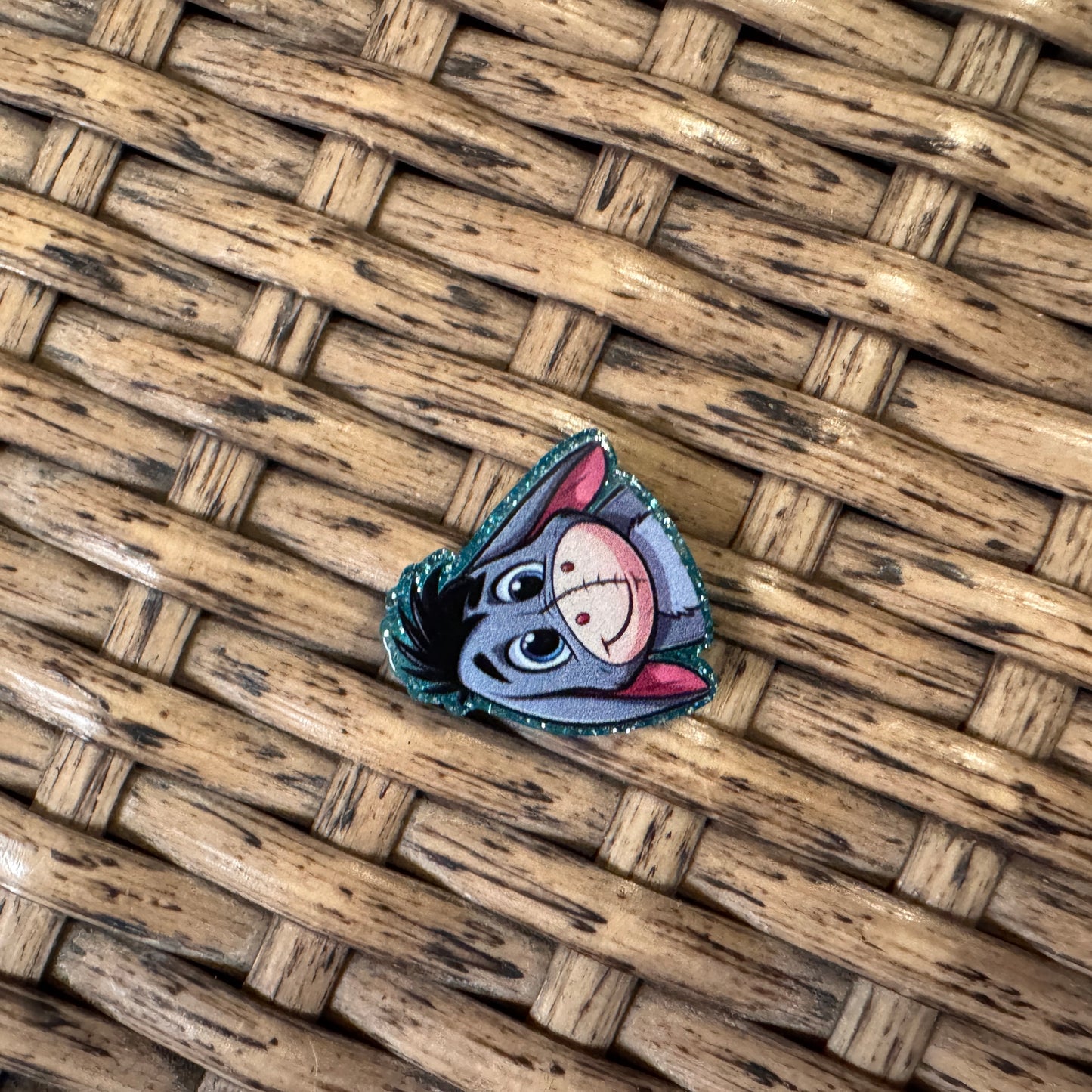 Small Acrylic Focal Bead Set of Two Eeyore– Double-Sided Image Charms for Beadable Pens, Badge Reels, Keychains, Jewelry, Junk Cases