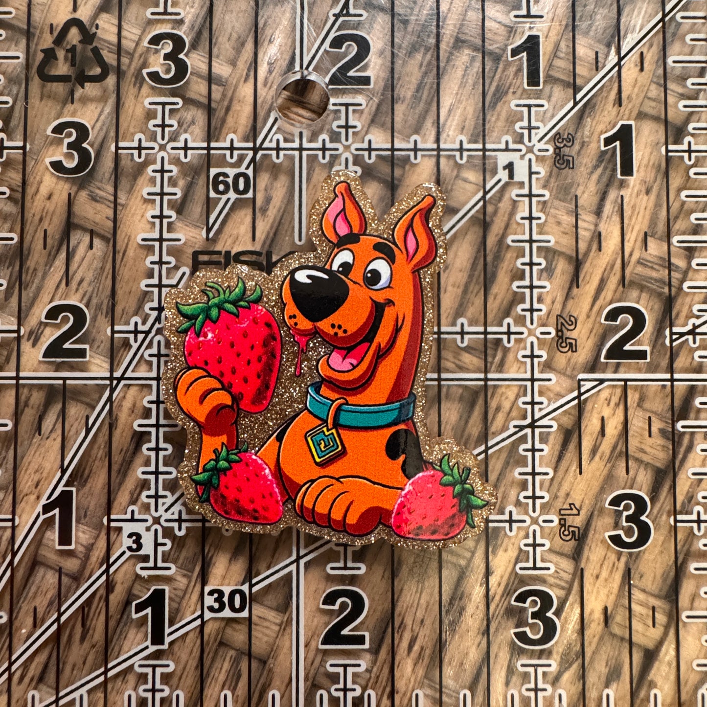 Scooby Doo with Strawberry Acrylic Flatback,  Planar, Cabochon, Single Pc.