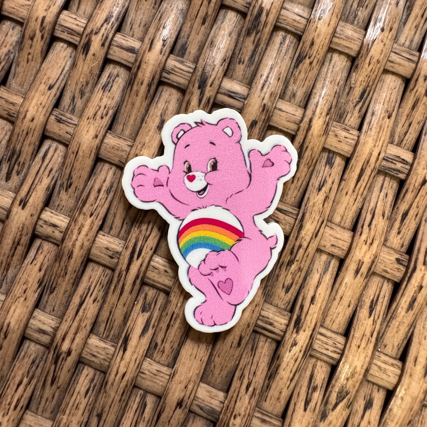 Pink Care Bear  Acrylic Flatback,  Planar, Cabochon, Single Pc.