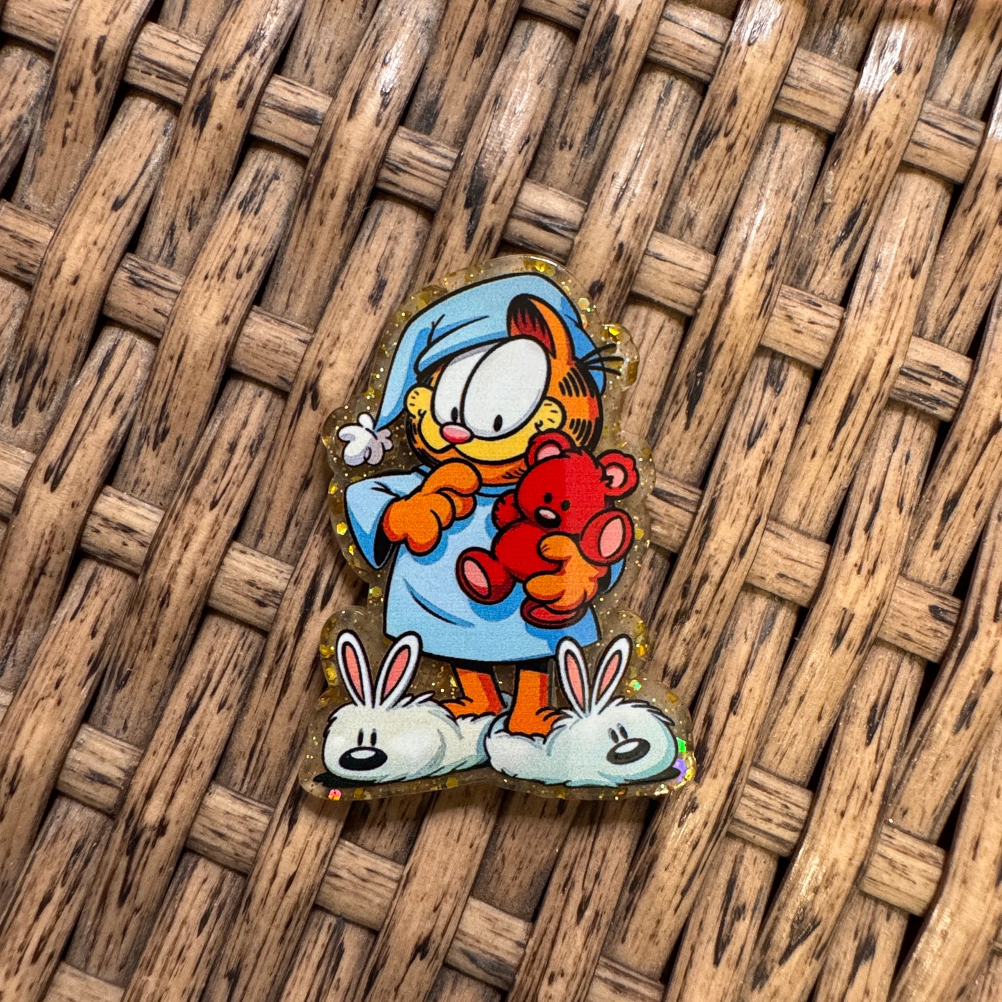 Garfield in Pj's Acrylic Flatback,  Planar, Cabochon, Single Pc.