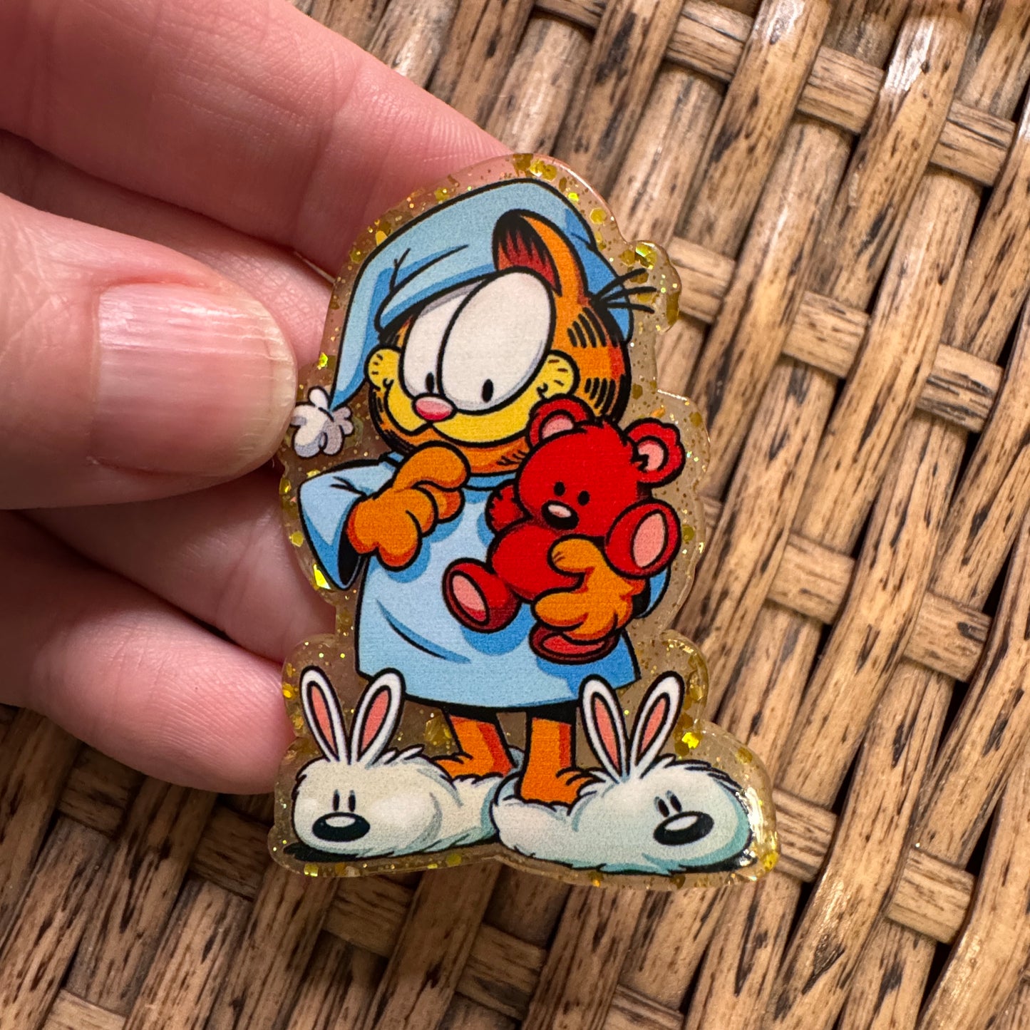Garfield in Pj's Acrylic Flatback,  Planar, Cabochon, Single Pc.