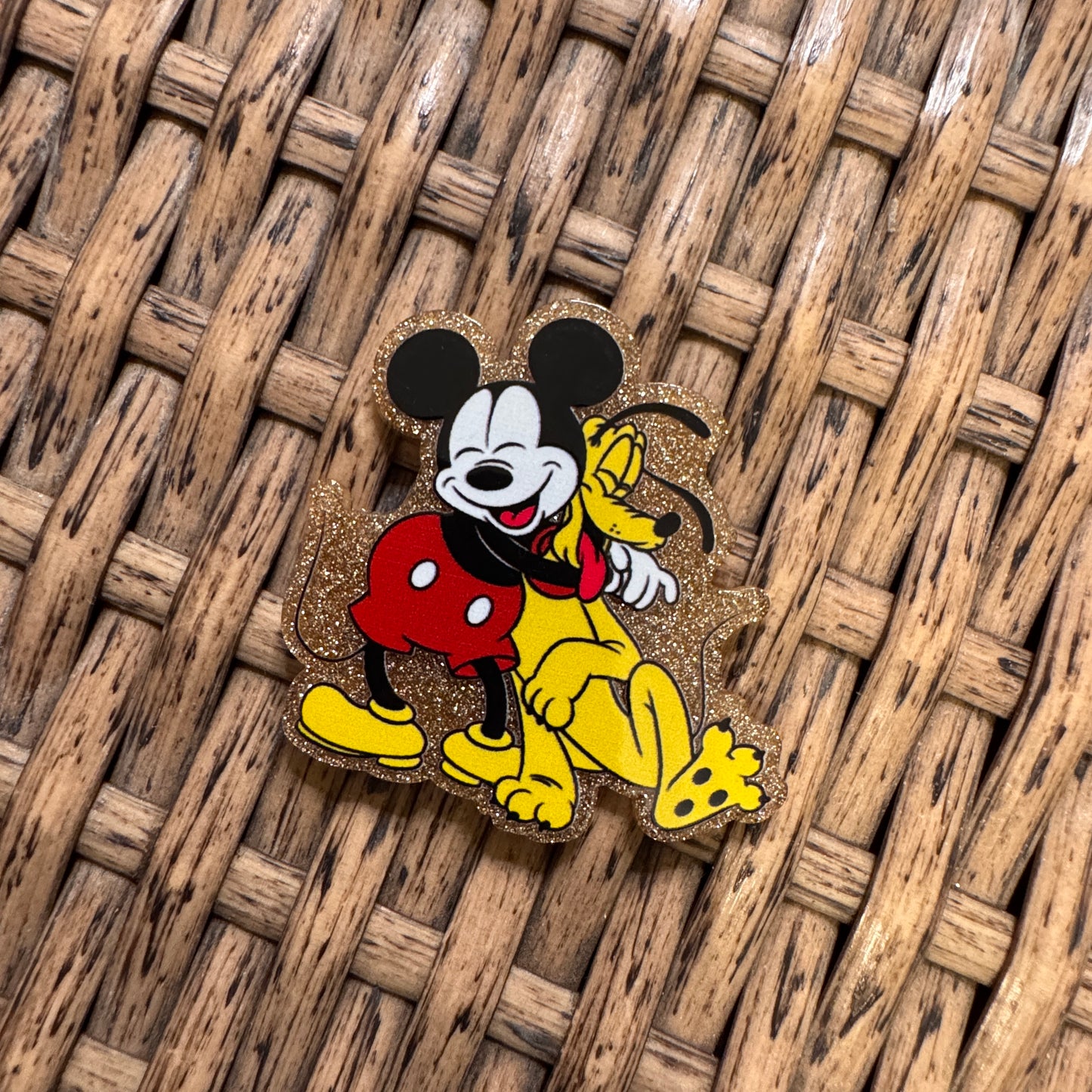 Mickey and  Pluto Acrylic Flatback,  Planar, Cabochon, Single Pc.