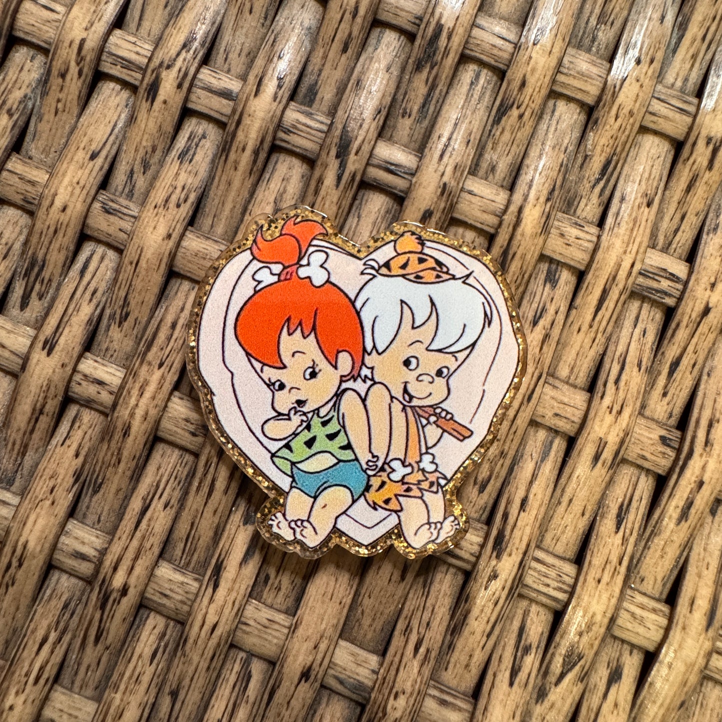 Pebbles and Bambam Flintstones Acrylic Flatback,  Planar, Cabochon, Single Pc.