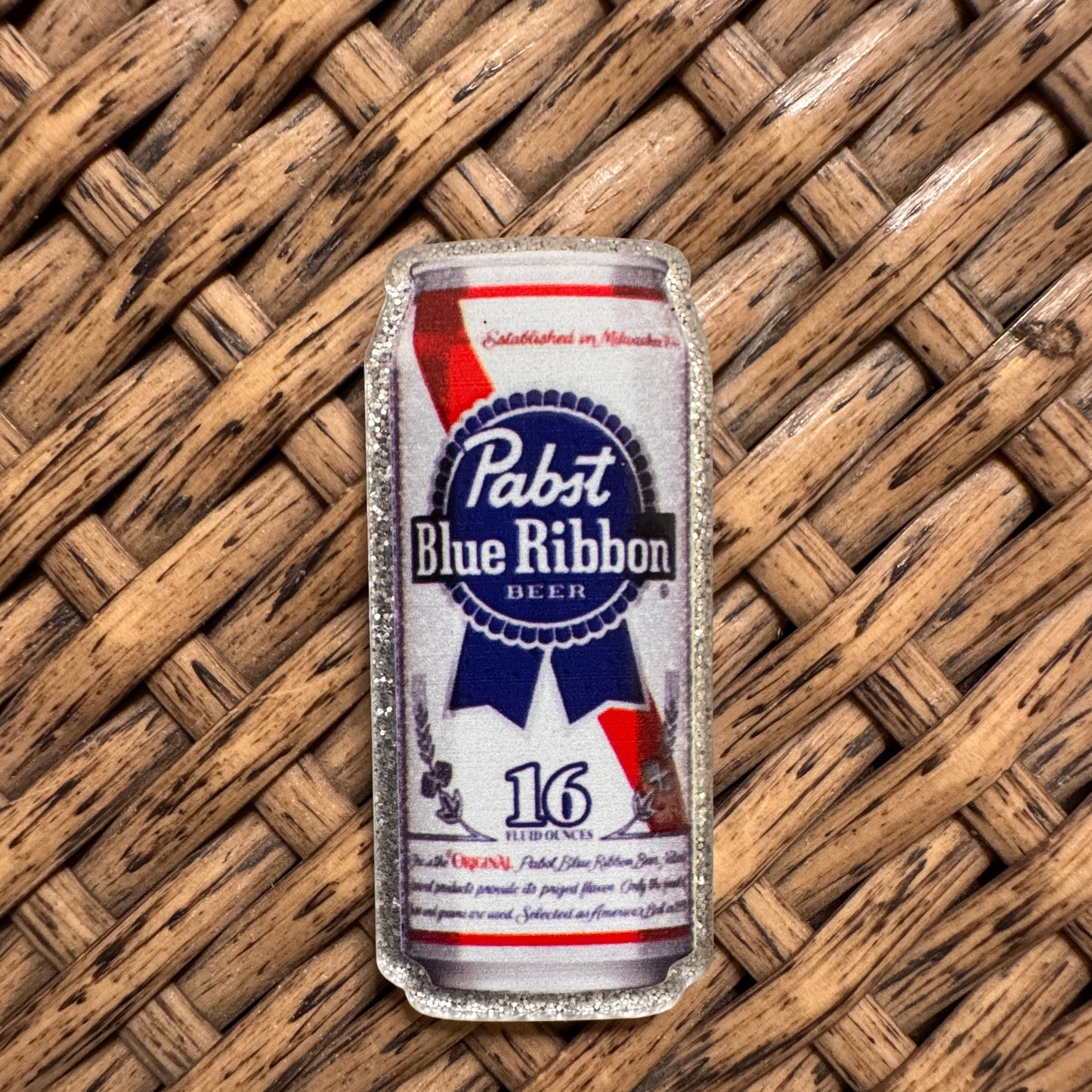 Pabst Blue Ribbon Beer Acrylic Flatback,  Planar, Cabochon, Single Pc.