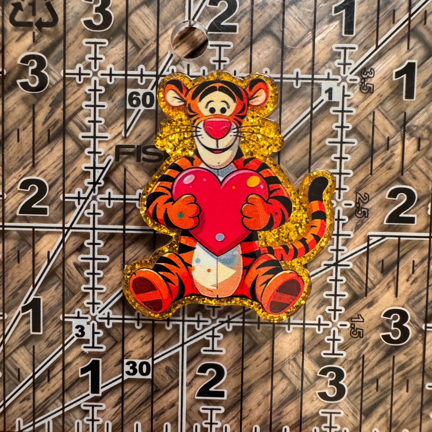 Tigger With Heart Acrylic Flatback,  Planar, Cabochon, Single Pc.