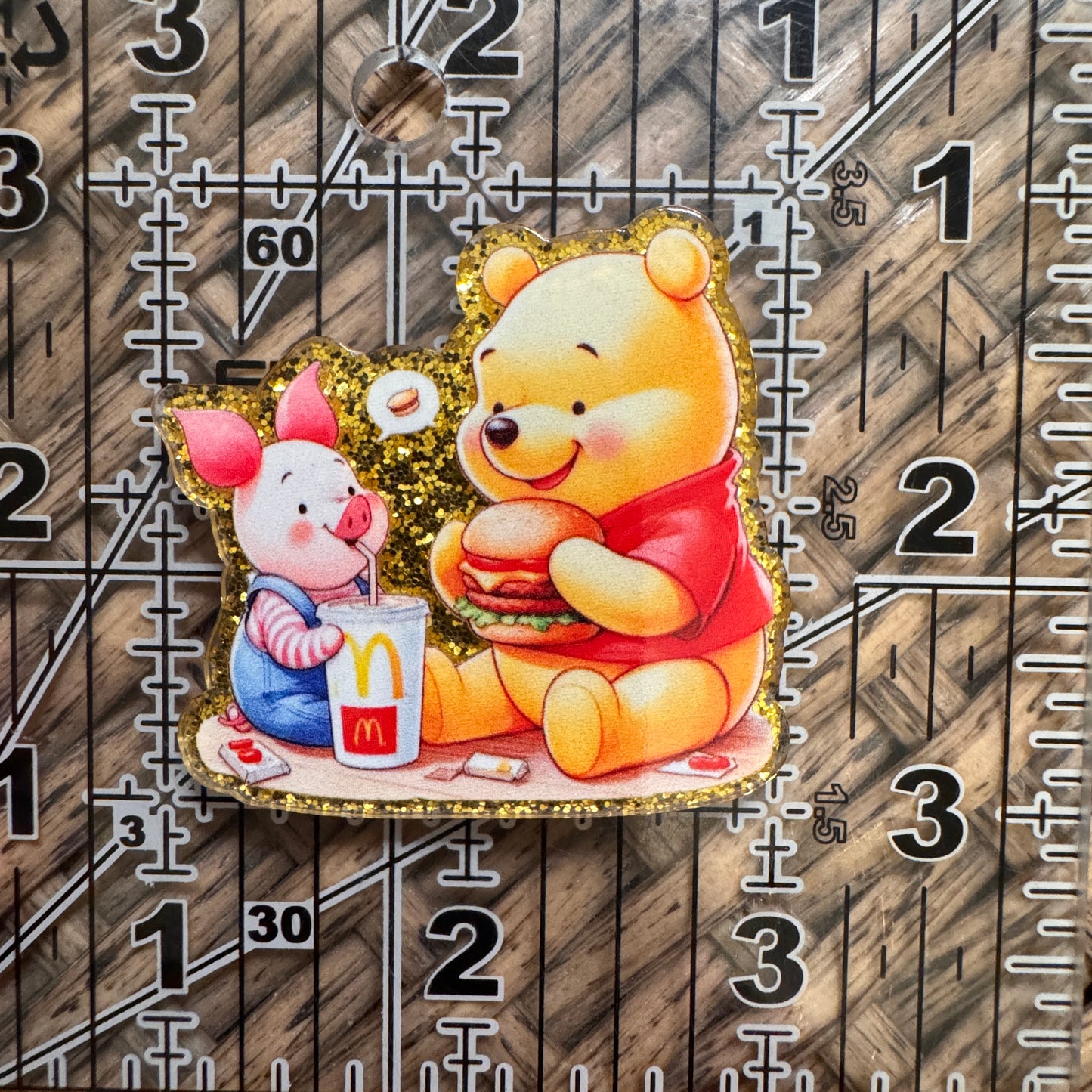 Pooh and Piglet Mc Donalds Acrylic Flatback,  Planar, Cabochon, Single Pc.