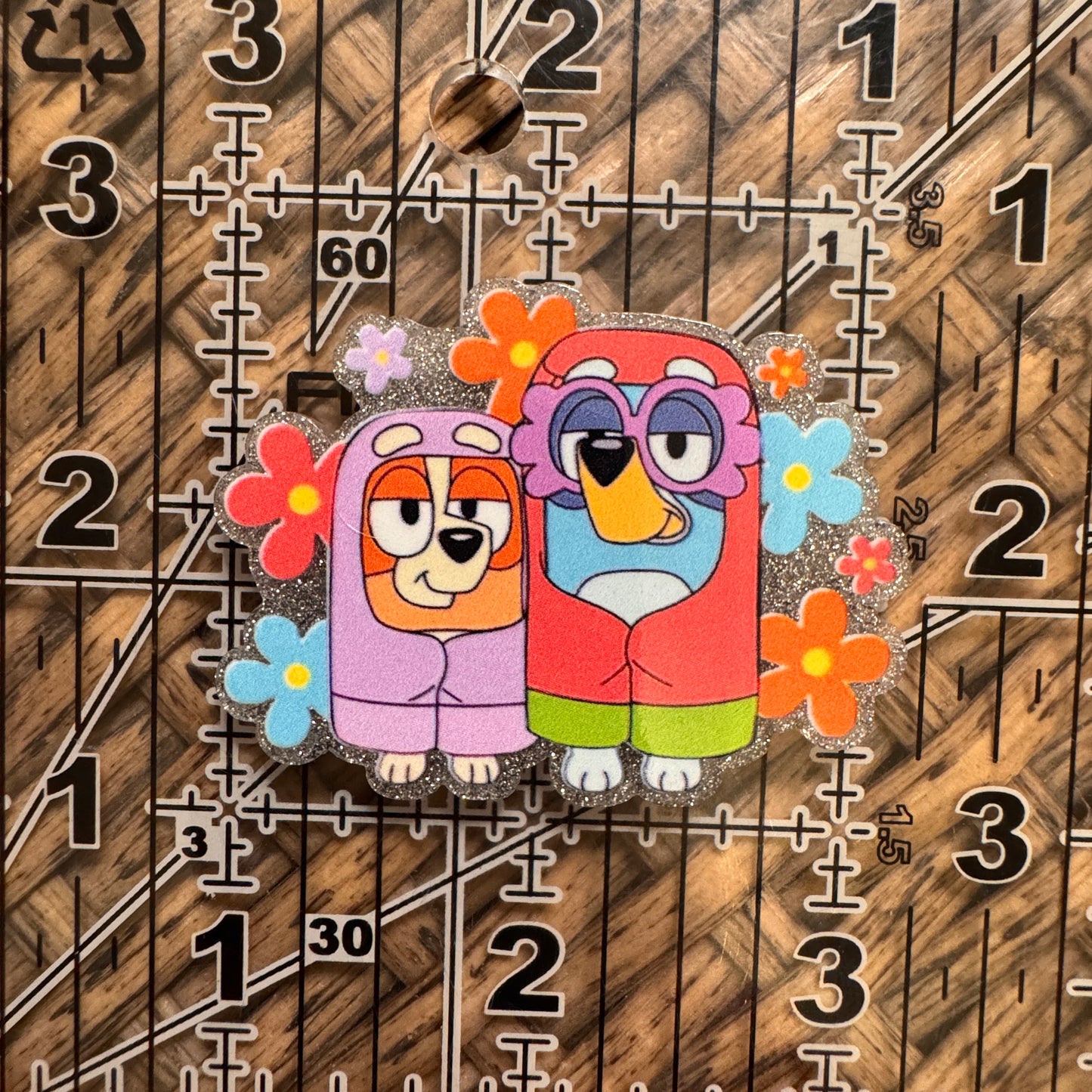 Bluey and Bingo Acrylic Flatback,  Planar, Cabochon, Single Pc.