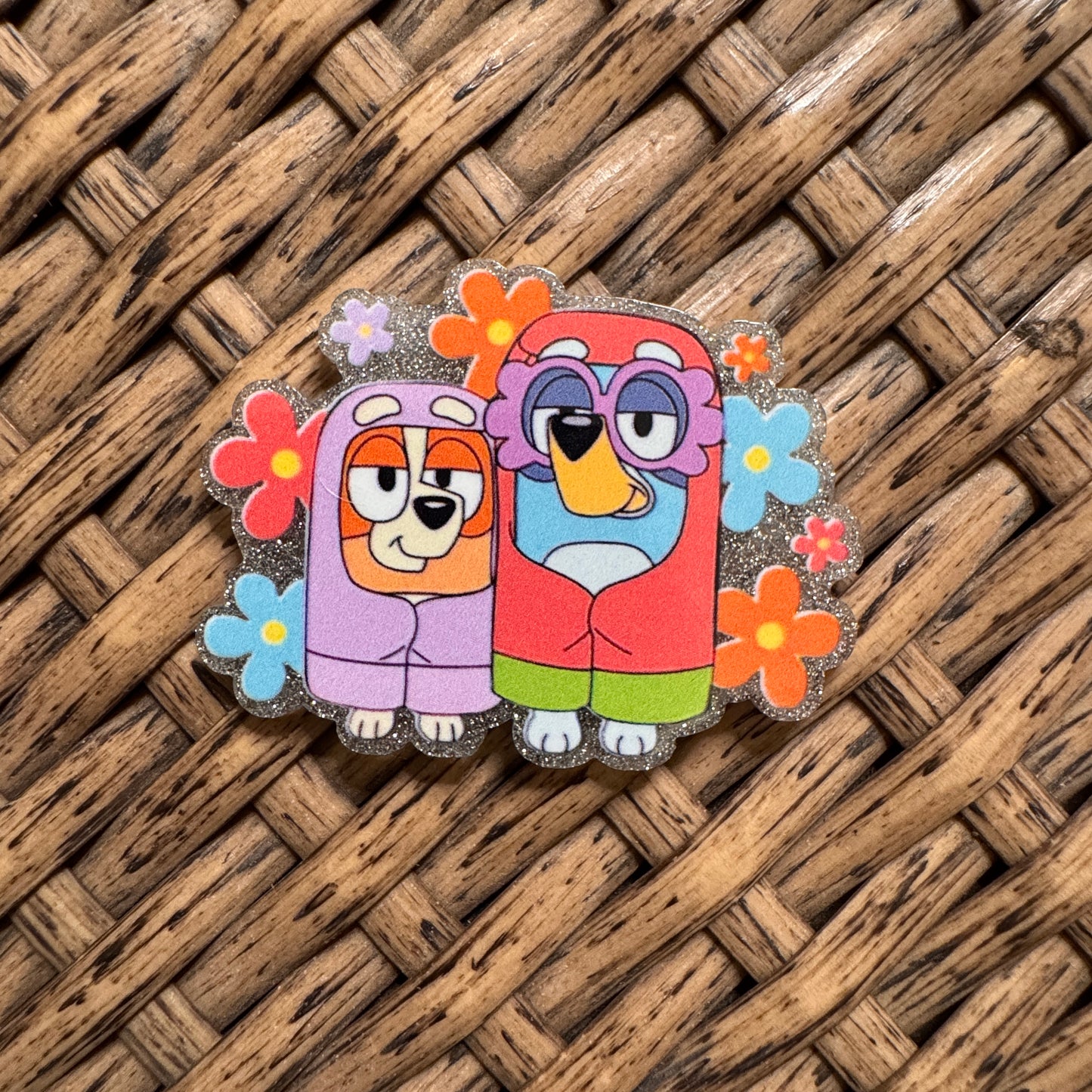 Bluey and Bingo Acrylic Flatback,  Planar, Cabochon, Single Pc.