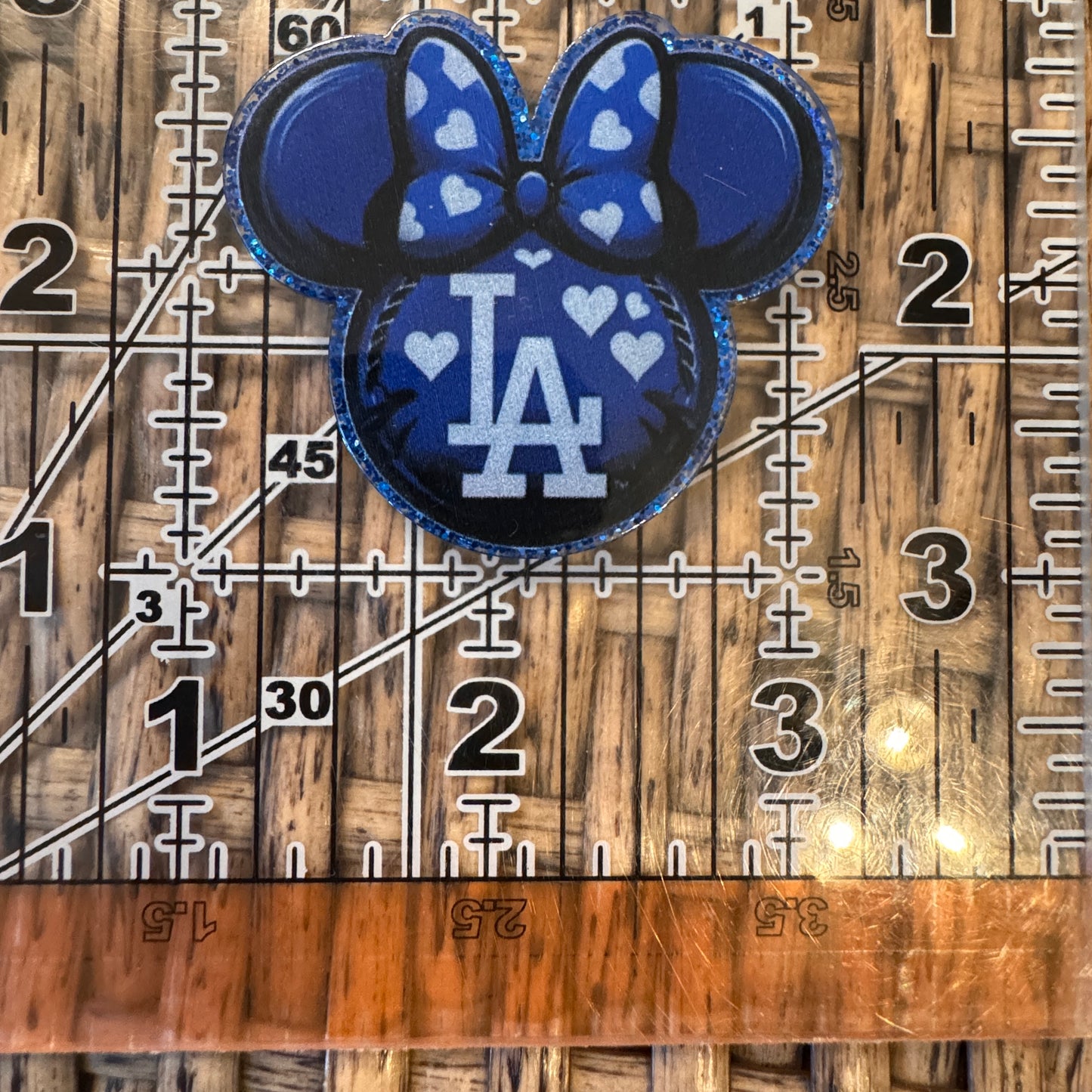 Mickey Head LA Dodgers Acrylic Flatback,  Planar, Cabochon, Single Pc.