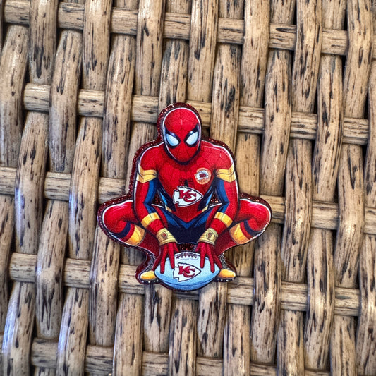 Spiderman Kansas City Chief Flatback,  Planar, Cabochon, Single Pc.