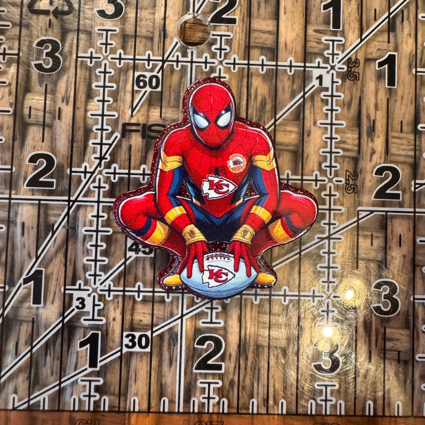 Spiderman Kansas City Chief Flatback,  Planar, Cabochon, Single Pc.