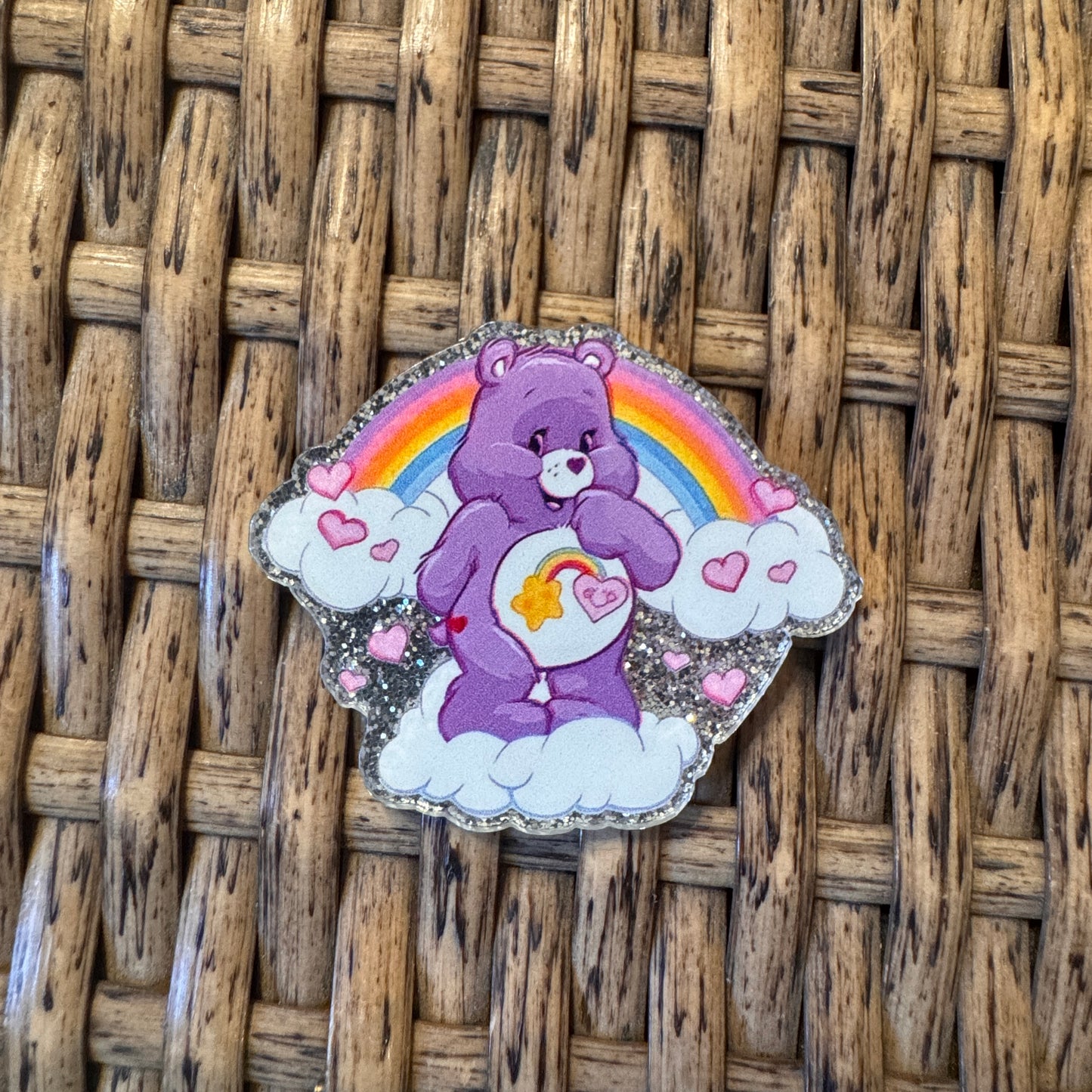 Purple Care bear Acrylic Flatback,  Planar, Cabochon, Single Pc.