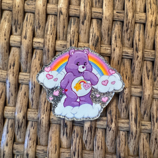 Purple Care bear Acrylic Flatback,  Planar, Cabochon, Single Pc.