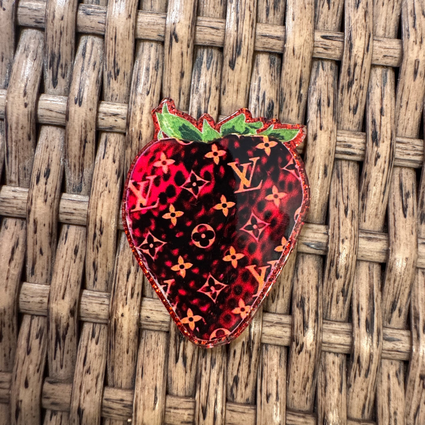 LV Strawberry Acrylic Flatback,  Planar, Cabochon, Single Pc.