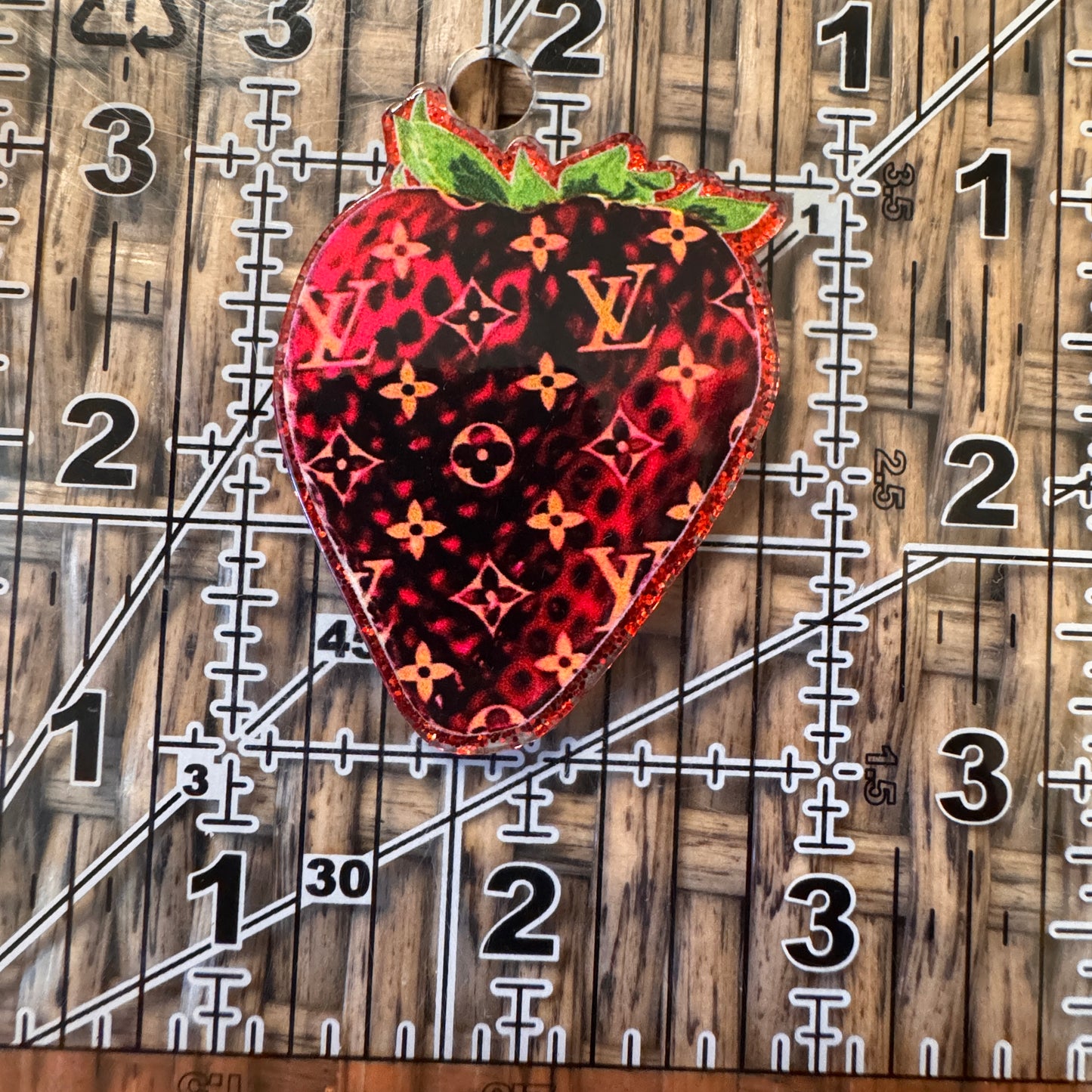 LV Strawberry Acrylic Flatback,  Planar, Cabochon, Single Pc.