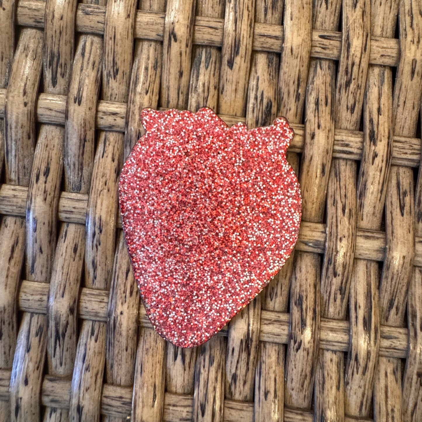 LV Strawberry Acrylic Flatback,  Planar, Cabochon, Single Pc.