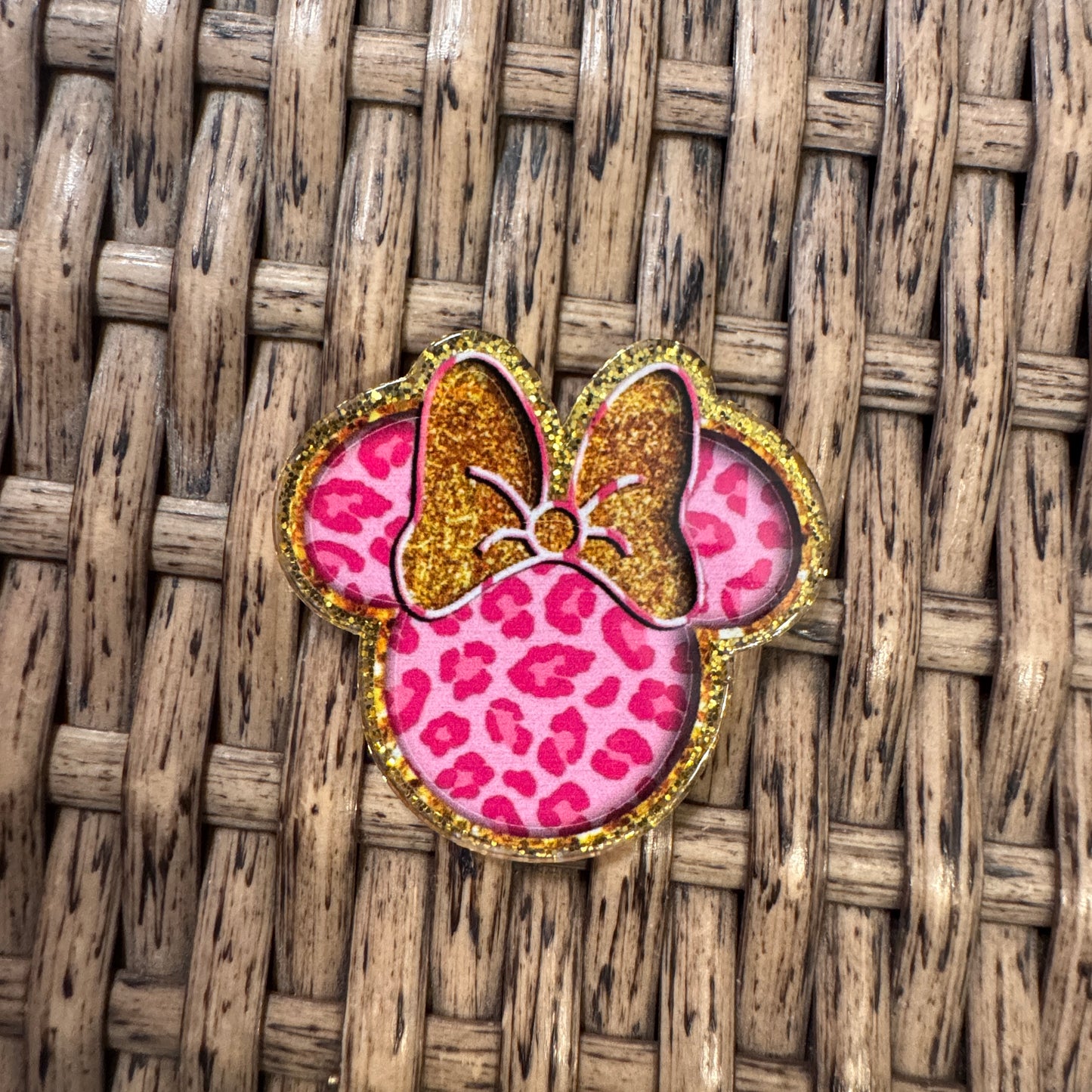 Pink Animal Print M Head Acrylic Flatback,  Planar, Cabochon, Single Pc.