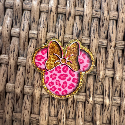 Pink Animal Print M Head Acrylic Flatback,  Planar, Cabochon, Single Pc.