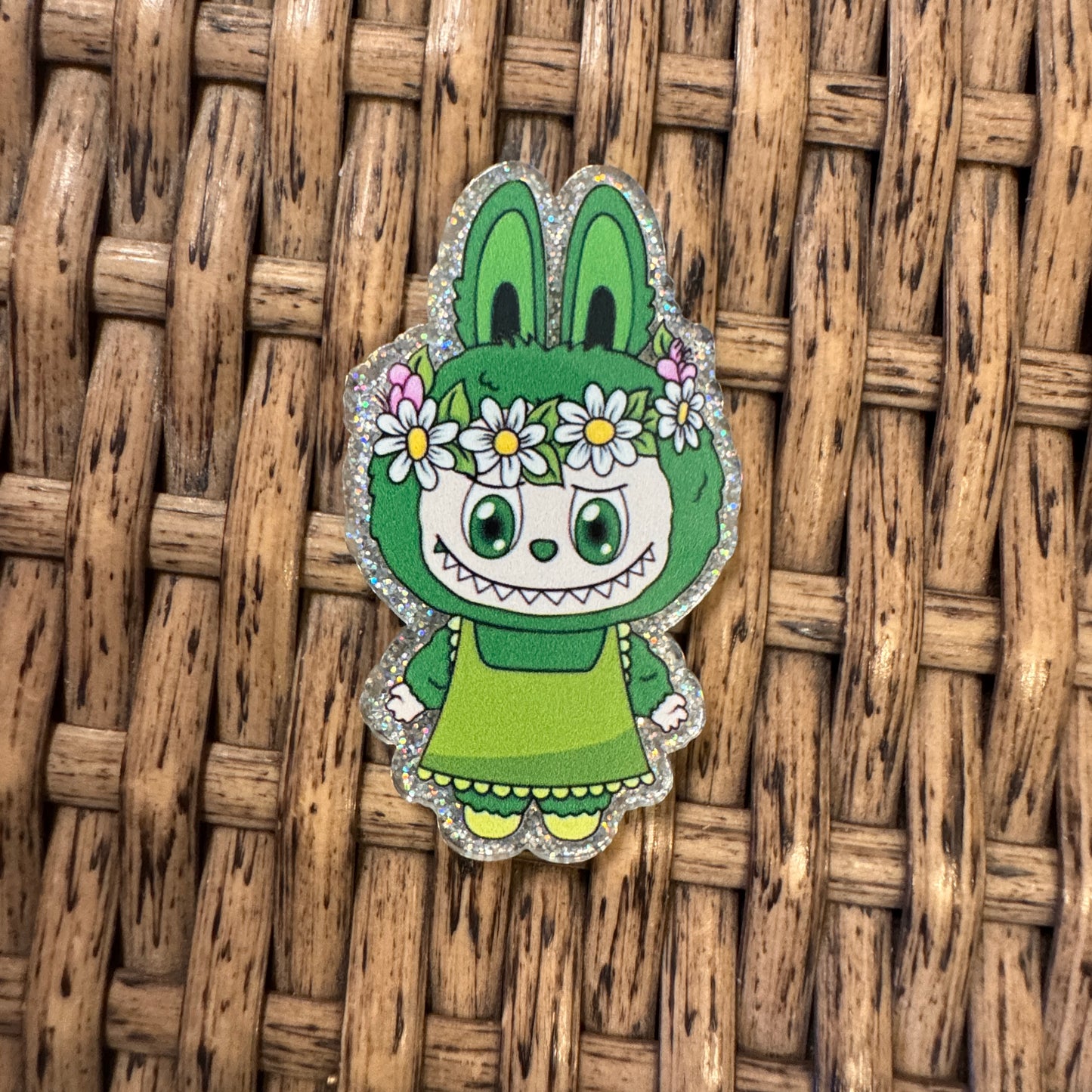 Green Bubu Acrylic Flatback,  Planar, Cabochon, Single Pc.