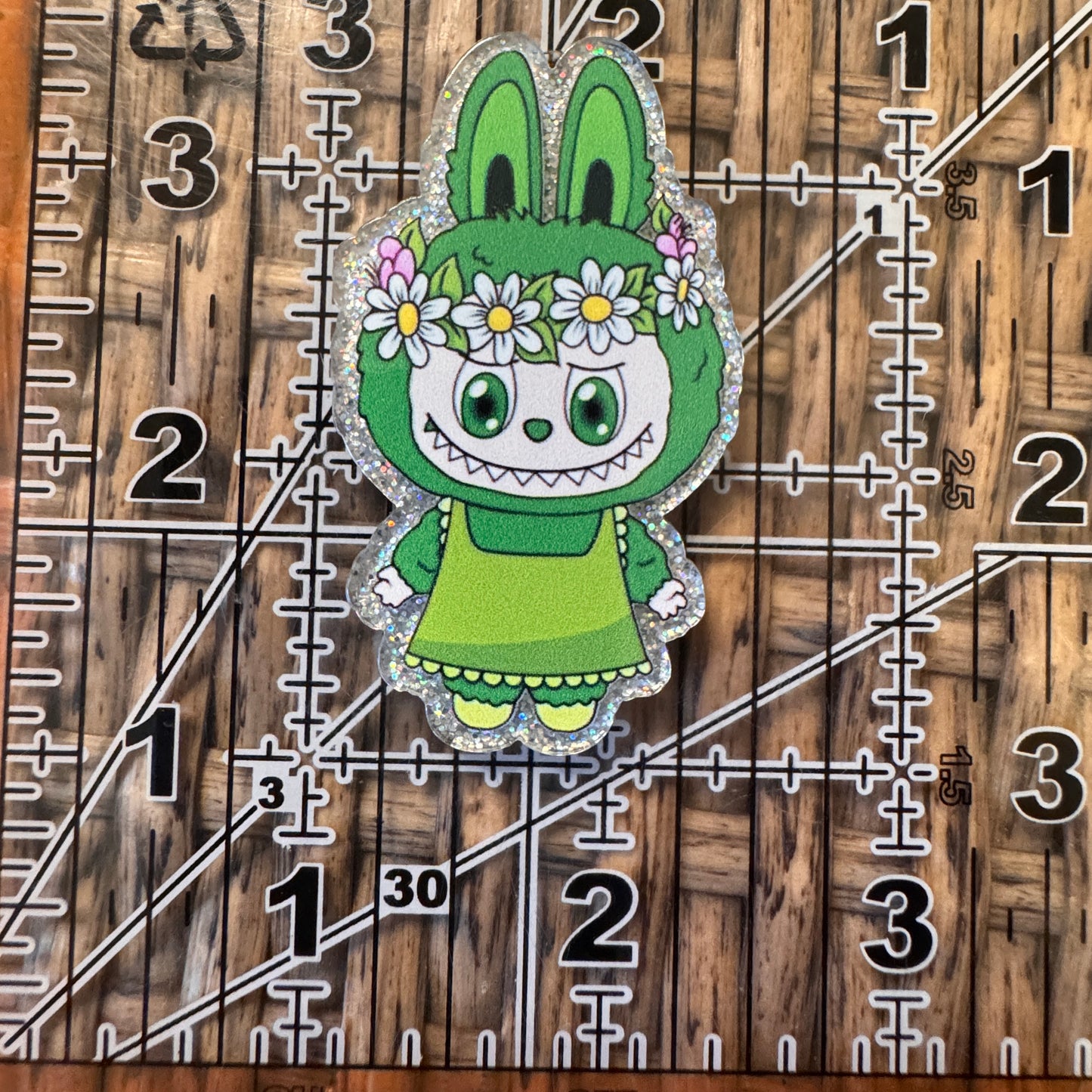 Green Bubu Acrylic Flatback,  Planar, Cabochon, Single Pc.