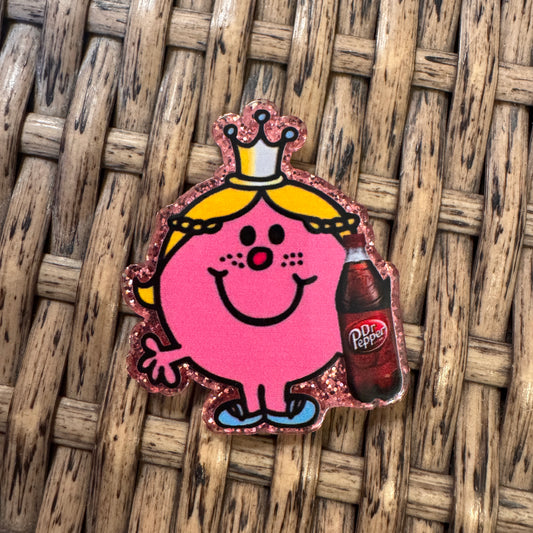 Litte Miss and Dr Pepper Acrylic Flatback,  Planar, Cabochon, Single Pc.