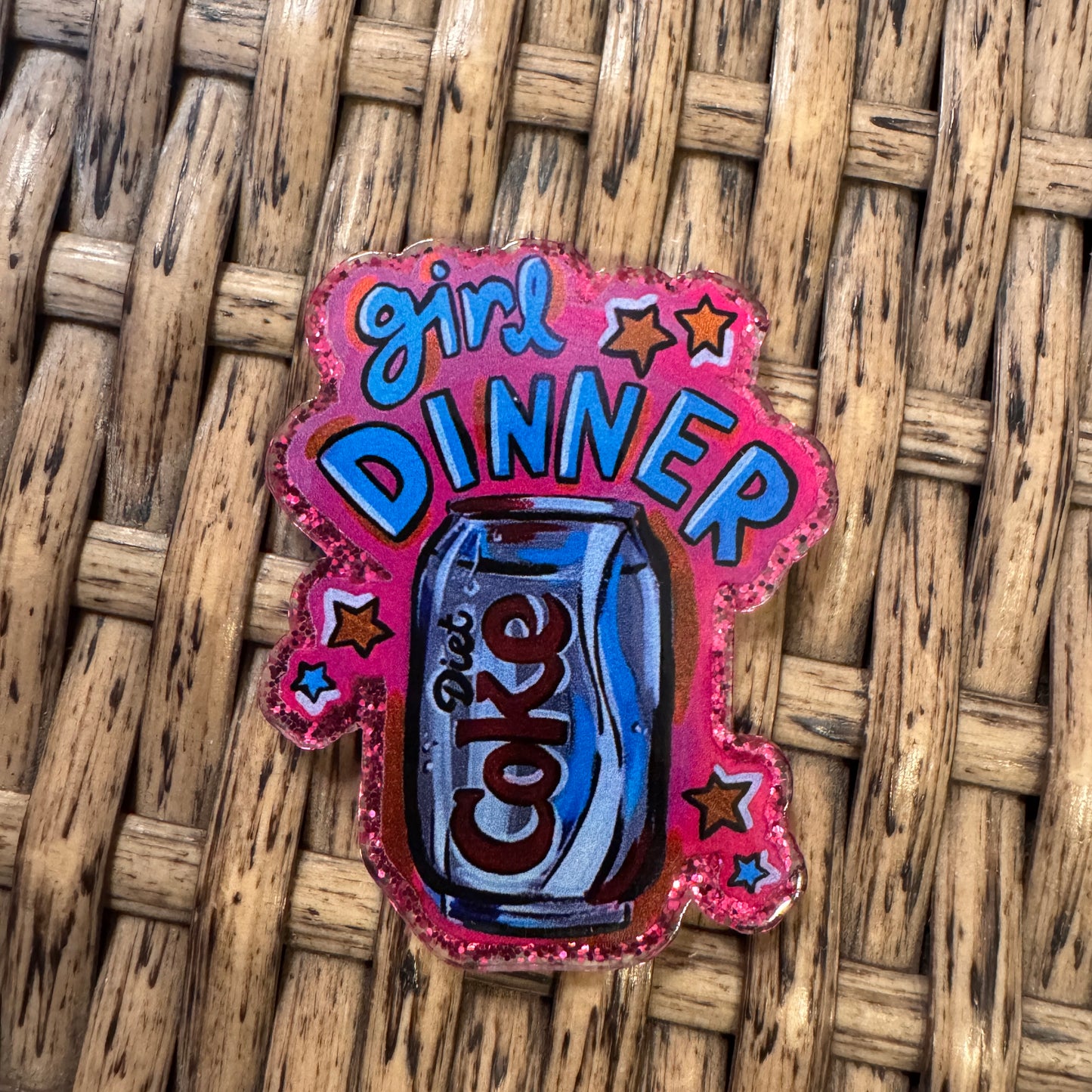 Diet Coke Girl Dinner  Acrylic Flatback,  Planar, Cabochon, Single Pc.