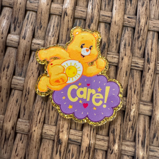 Yellow Care Bear  Acrylic Flatback,  Planar, Cabochon, Single Pc.