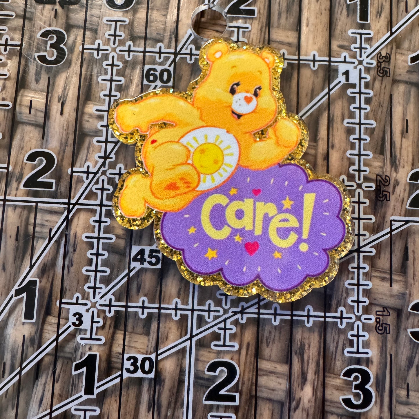 Yellow Care Bear  Acrylic Flatback,  Planar, Cabochon, Single Pc.