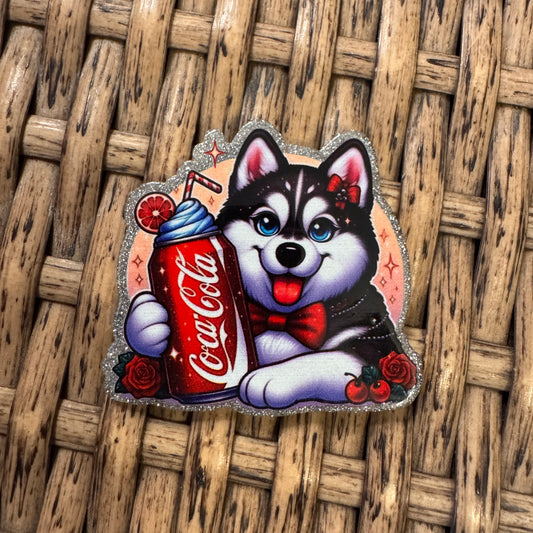 Husky Dog Coke Acrylic Flatback,  Planar, Cabochon, Single Pc.