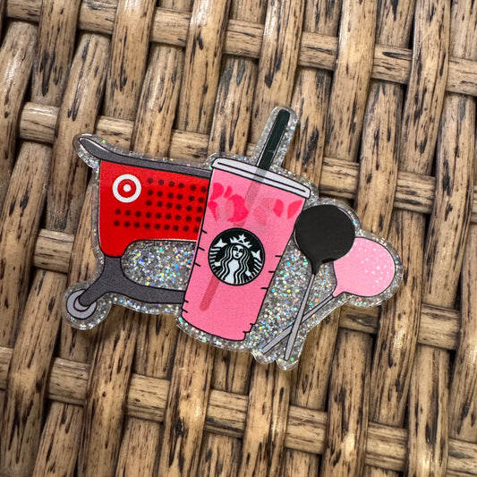 Target and Starbucks Acrylic Flatback,  Planar, Cabochon, Single Pc.