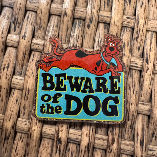 Scooby Beware of Dog  Acrylic Flatback,  Planar, Cabochon, Single Pc.