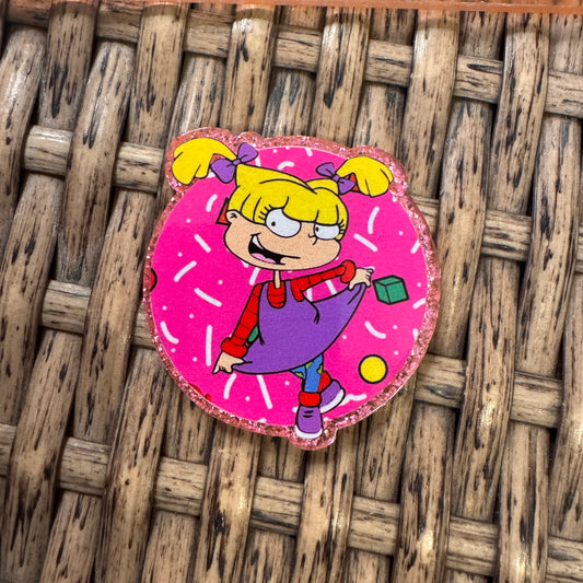 Angelica from Rugrats Acrylic Flatback,  Planar, Cabochon, Single Pc.
