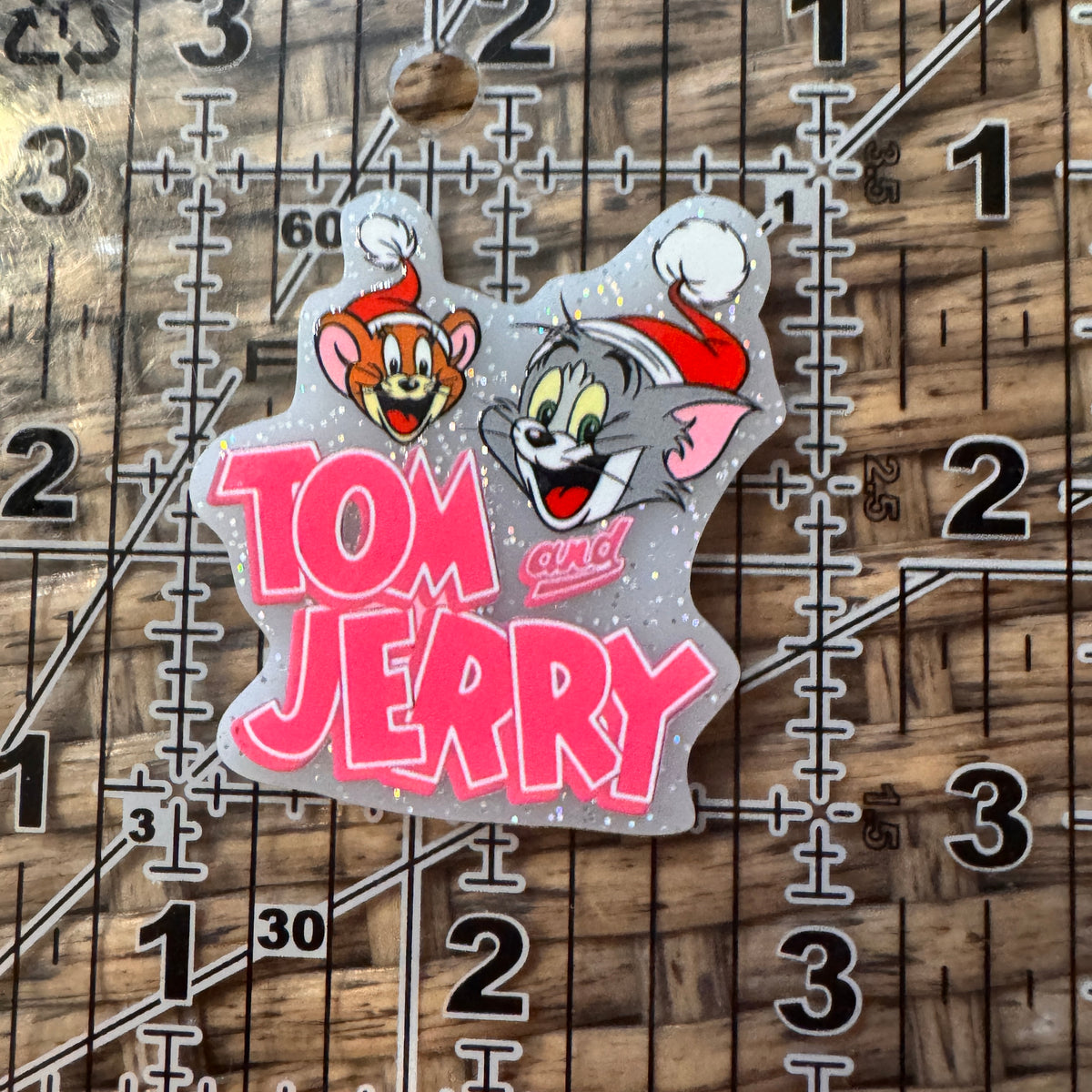 Acrylic Flatback Craft Embellishment Character Tom and Jerry Christmas
