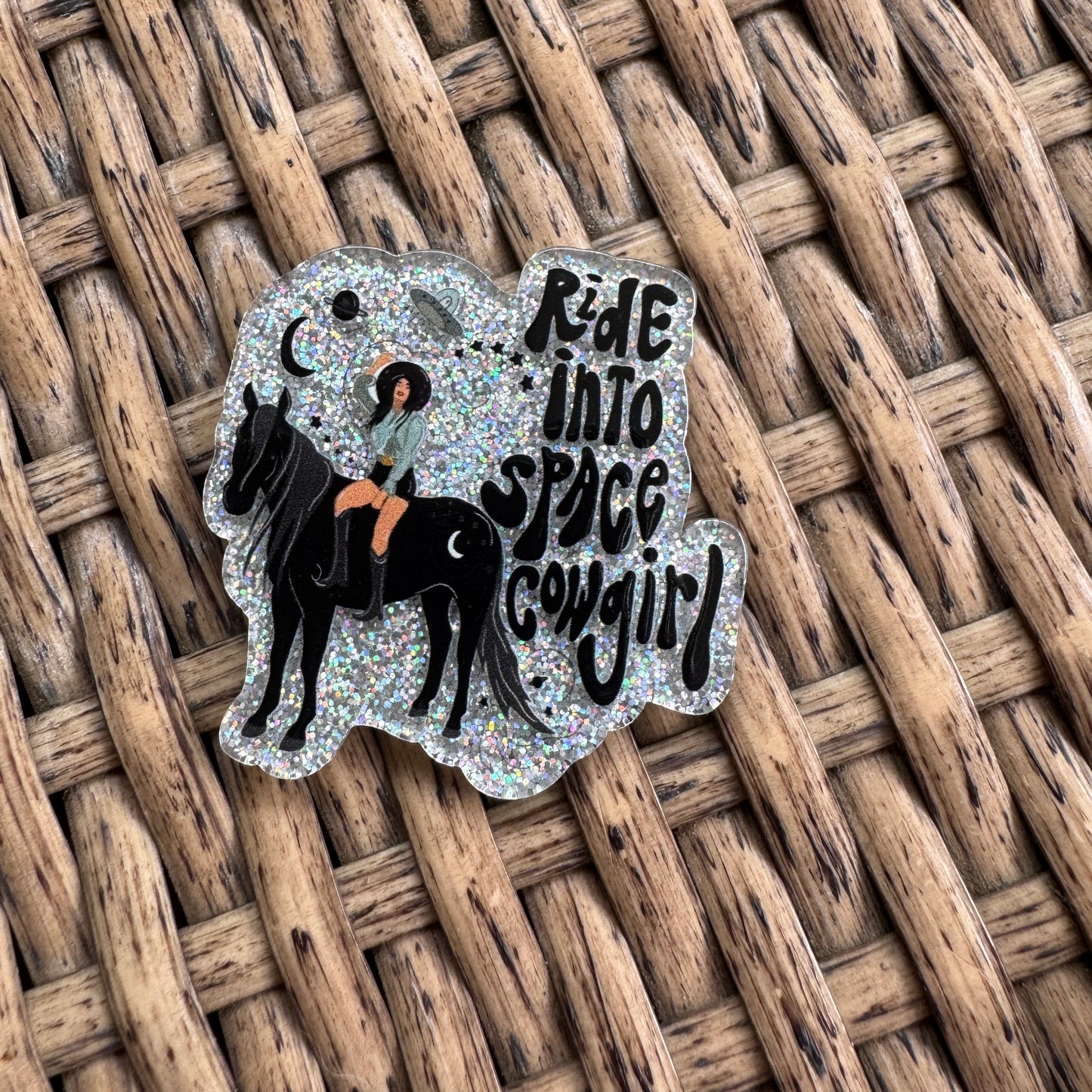 Ride Into Space Cowgirl Flatback, Single Pc.