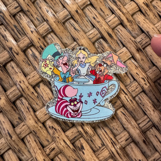 Alice and Wonderland Acrylic Flatback,  Planar, Cabochon, Single Pc. Faded words