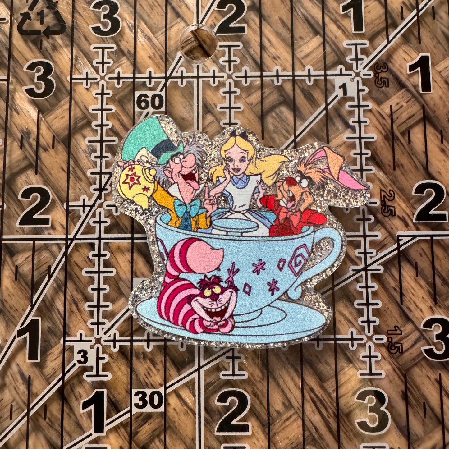 Alice and Wonderland Acrylic Flatback,  Planar, Cabochon, Single Pc. Faded words